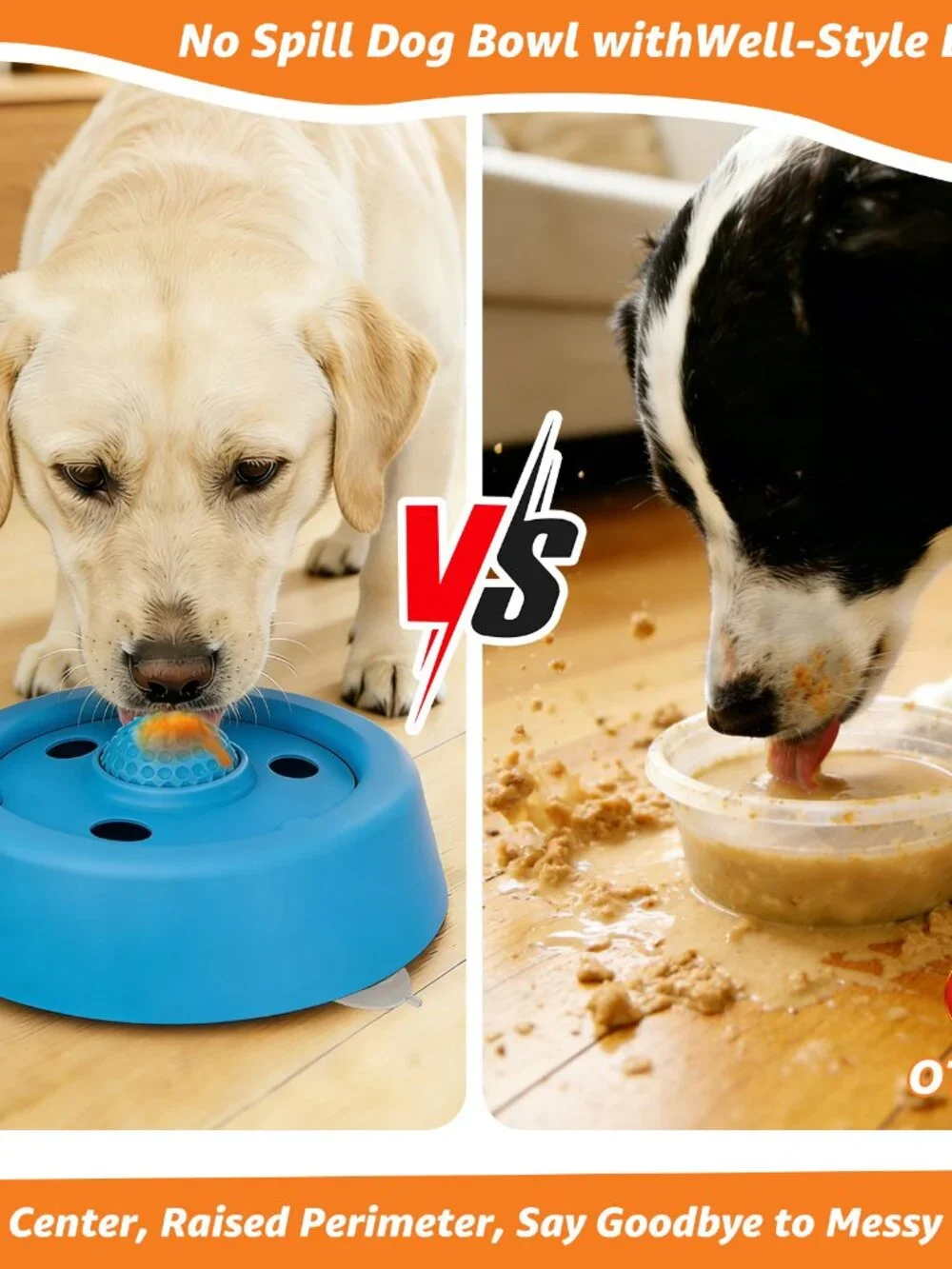 Slow Feeder Dog Bowl with Built-in Rolling Ball for Liquid Treats and Bone Broth